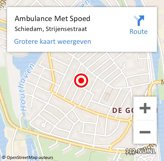 Locatie op kaart van de 112 melding: Ambulance Met Spoed Naar Schiedam, Strijensestraat op 6 januari 2022 09:39