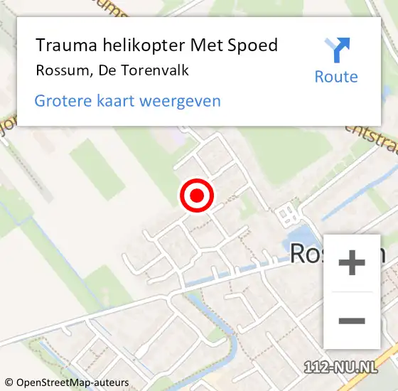Locatie op kaart van de 112 melding: Trauma helikopter Met Spoed Naar Rossum, De Torenvalk op 6 januari 2022 09:48