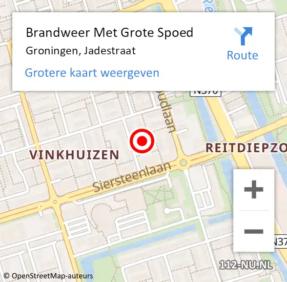 Locatie op kaart van de 112 melding: Brandweer Met Grote Spoed Naar Groningen, Jadestraat op 6 januari 2022 09:57