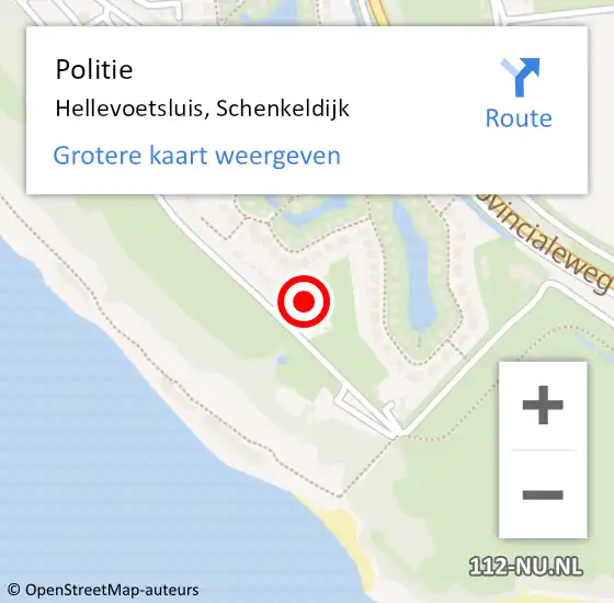 Locatie op kaart van de 112 melding: Politie Hellevoetsluis, Schenkeldijk op 6 januari 2022 10:06