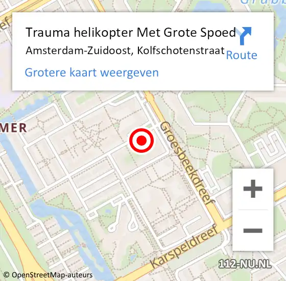 Locatie op kaart van de 112 melding: Trauma helikopter Met Grote Spoed Naar Amsterdam-Zuidoost, Kolfschotenstraat op 6 januari 2022 10:16