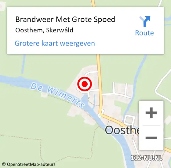 Locatie op kaart van de 112 melding: Brandweer Met Grote Spoed Naar Oosthem, Skerwâld op 6 januari 2022 10:20