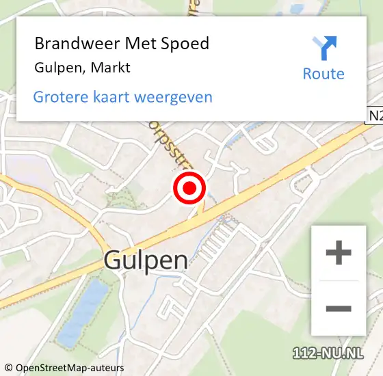 Locatie op kaart van de 112 melding: Brandweer Met Spoed Naar Gulpen, Markt op 6 januari 2022 10:39