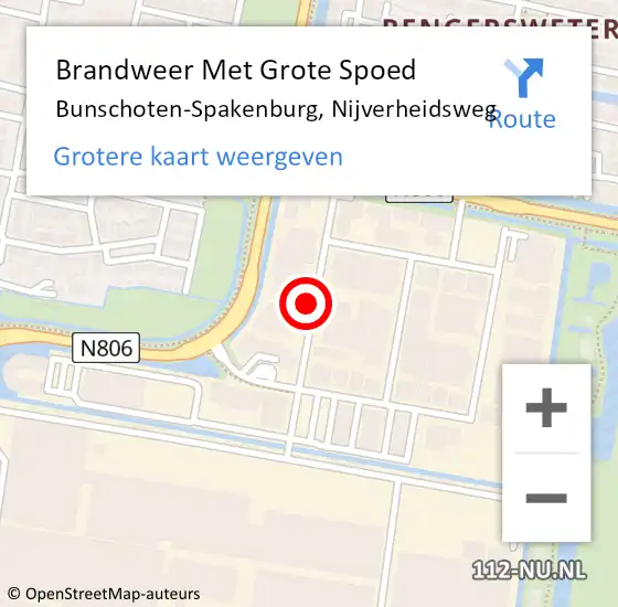 Locatie op kaart van de 112 melding: Brandweer Met Grote Spoed Naar Bunschoten-Spakenburg, Nijverheidsweg op 6 januari 2022 10:39