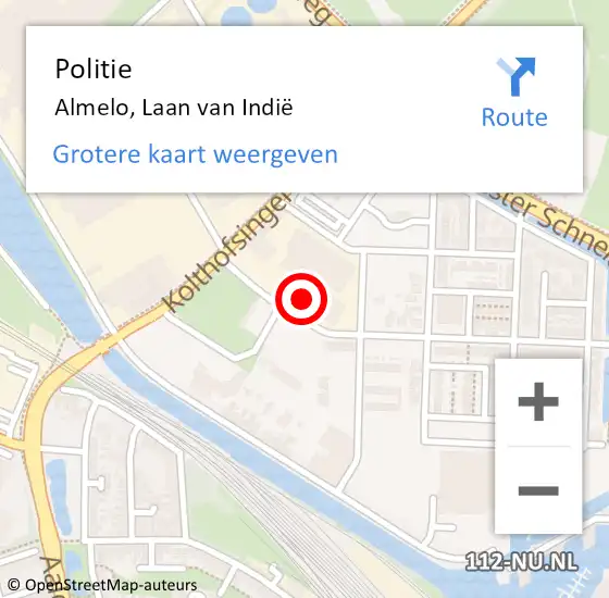 Locatie op kaart van de 112 melding: Politie Almelo, Laan van Indië op 6 januari 2022 10:43