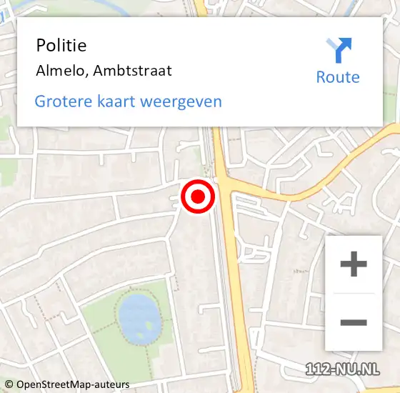 Locatie op kaart van de 112 melding: Politie Almelo, Ambtstraat op 6 januari 2022 10:44