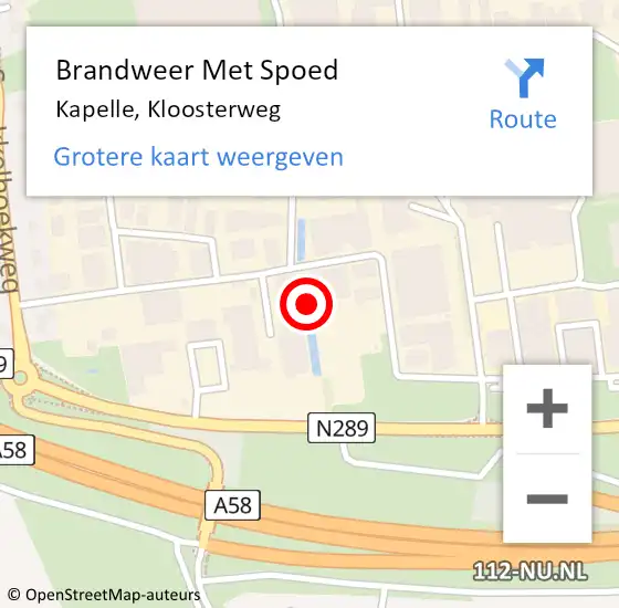 Locatie op kaart van de 112 melding: Brandweer Met Spoed Naar Kapelle, Kloosterweg op 6 januari 2022 10:54
