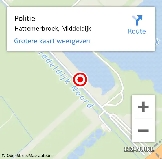 Locatie op kaart van de 112 melding: Politie Hattemerbroek, Middeldijk op 6 januari 2022 11:17