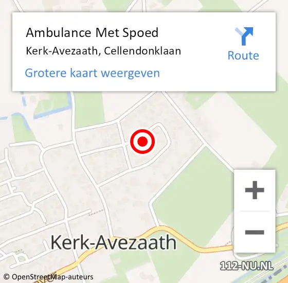 Locatie op kaart van de 112 melding: Ambulance Met Spoed Naar Kerk-Avezaath, Cellendonklaan op 6 januari 2022 11:39
