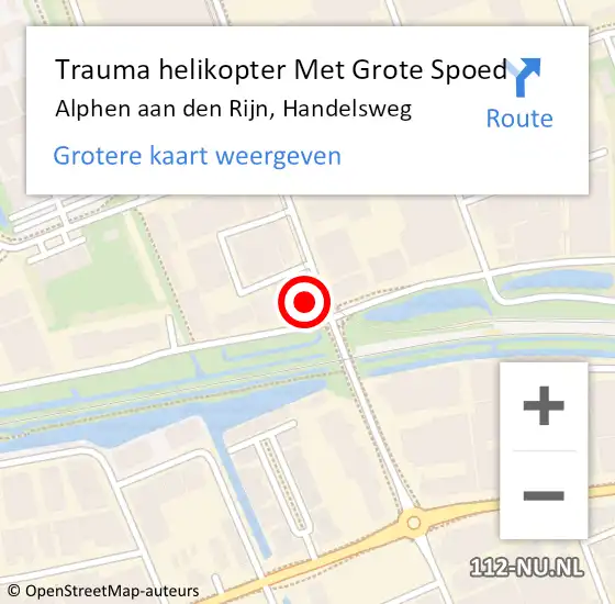 Locatie op kaart van de 112 melding: Trauma helikopter Met Grote Spoed Naar Alphen aan den Rijn, Handelsweg op 6 januari 2022 11:49