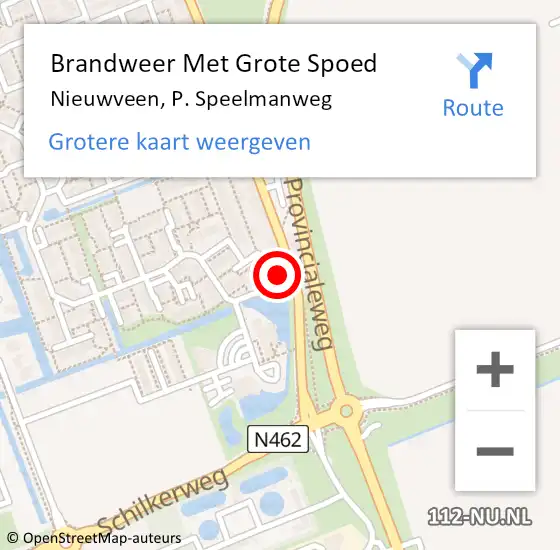 Locatie op kaart van de 112 melding: Brandweer Met Grote Spoed Naar Nieuwveen, P. Speelmanweg op 4 juli 2014 14:15