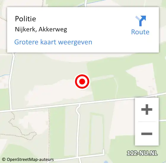 Locatie op kaart van de 112 melding: Politie Nijkerk, Akkerweg op 6 januari 2022 12:34