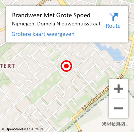 Locatie op kaart van de 112 melding: Brandweer Met Grote Spoed Naar Nijmegen, Domela Nieuwenhuisstraat op 6 januari 2022 12:37