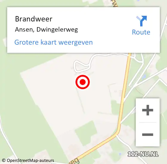 Locatie op kaart van de 112 melding: Brandweer Ansen, Dwingelerweg op 6 januari 2022 12:47