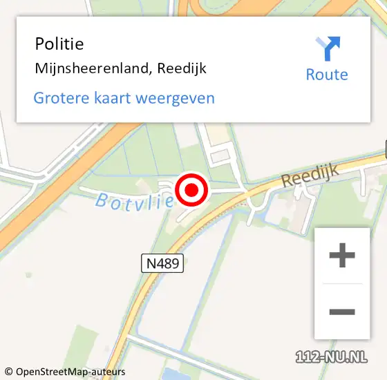 Locatie op kaart van de 112 melding: Politie Mijnsheerenland, Reedijk op 6 januari 2022 12:49