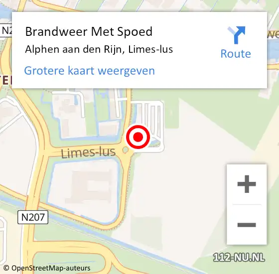 Locatie op kaart van de 112 melding: Brandweer Met Spoed Naar Alphen aan den Rijn, Limes-lus op 6 januari 2022 13:14