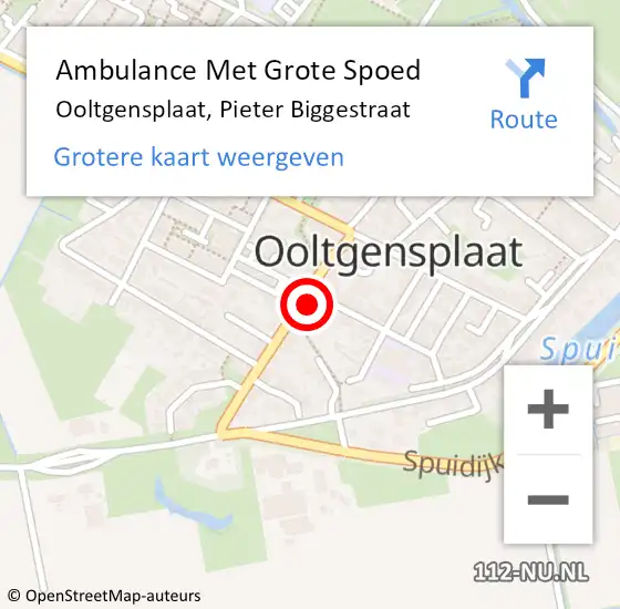 Locatie op kaart van de 112 melding: Ambulance Met Grote Spoed Naar Ooltgensplaat, Pieter Biggestraat op 6 januari 2022 13:26