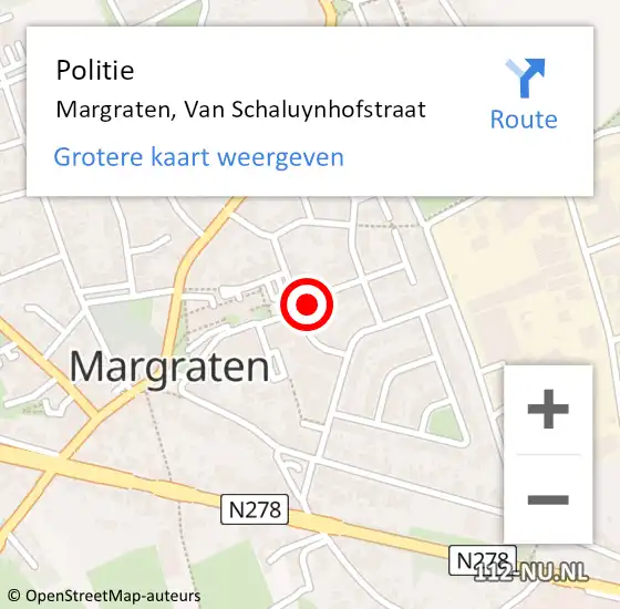 Locatie op kaart van de 112 melding: Politie Margraten, Van Schaluynhofstraat op 6 januari 2022 13:38