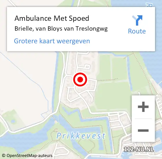 Locatie op kaart van de 112 melding: Ambulance Met Spoed Naar Brielle, van Bloys van Treslongwg op 6 januari 2022 13:38