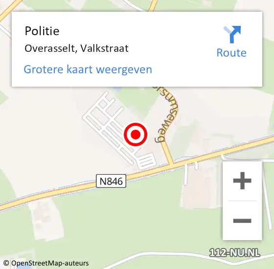 Locatie op kaart van de 112 melding: Politie Overasselt, Valkstraat op 6 januari 2022 14:05