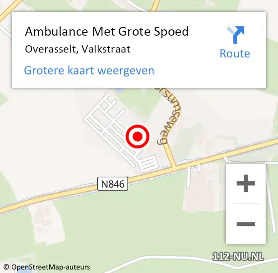 Locatie op kaart van de 112 melding: Ambulance Met Grote Spoed Naar Overasselt, Valkstraat op 6 januari 2022 14:07