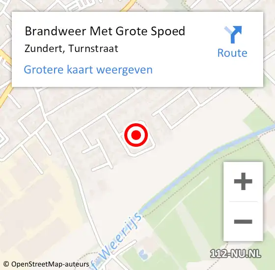 Locatie op kaart van de 112 melding: Brandweer Met Grote Spoed Naar Zundert, Turnstraat op 6 januari 2022 14:09