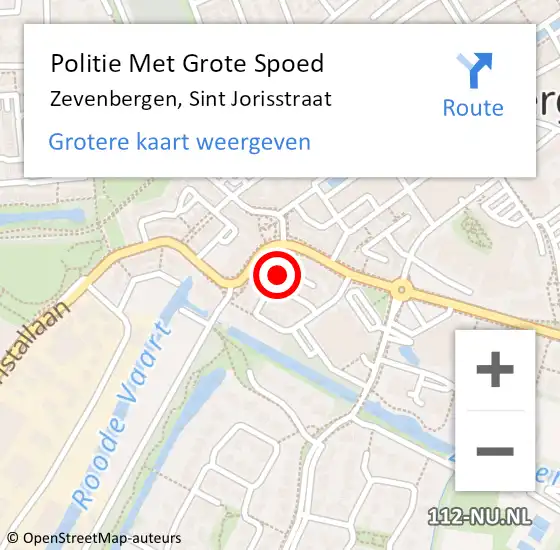 Locatie op kaart van de 112 melding: Politie Met Grote Spoed Naar Zevenbergen, Sint Jorisstraat op 6 januari 2022 14:12