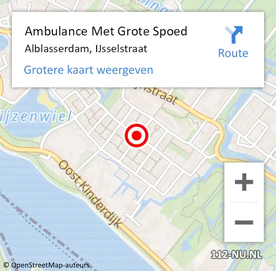 Locatie op kaart van de 112 melding: Ambulance Met Grote Spoed Naar Alblasserdam, IJsselstraat op 6 januari 2022 14:36