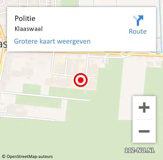 Locatie op kaart van de 112 melding: Politie Klaaswaal op 6 januari 2022 14:46