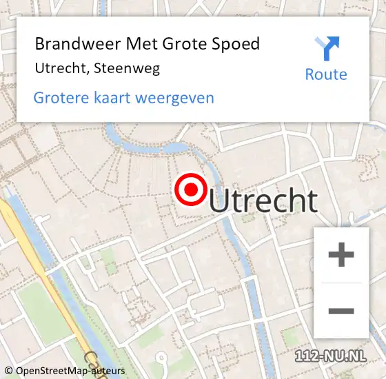 Locatie op kaart van de 112 melding: Brandweer Met Grote Spoed Naar Utrecht, Steenweg op 6 januari 2022 14:58