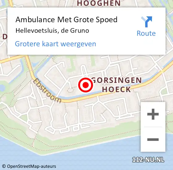 Locatie op kaart van de 112 melding: Ambulance Met Grote Spoed Naar Hellevoetsluis, de Gruno op 6 januari 2022 15:10