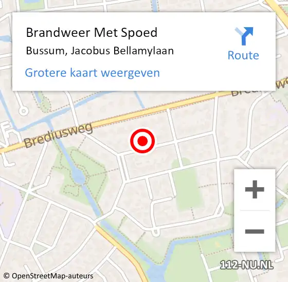 Locatie op kaart van de 112 melding: Brandweer Met Spoed Naar Bussum, Jacobus Bellamylaan op 6 januari 2022 15:24