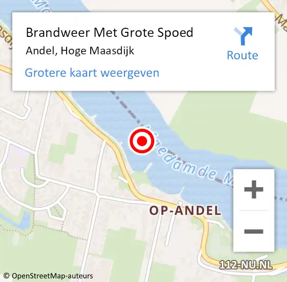 Locatie op kaart van de 112 melding: Brandweer Met Grote Spoed Naar Andel, Hoge Maasdijk op 6 januari 2022 15:38