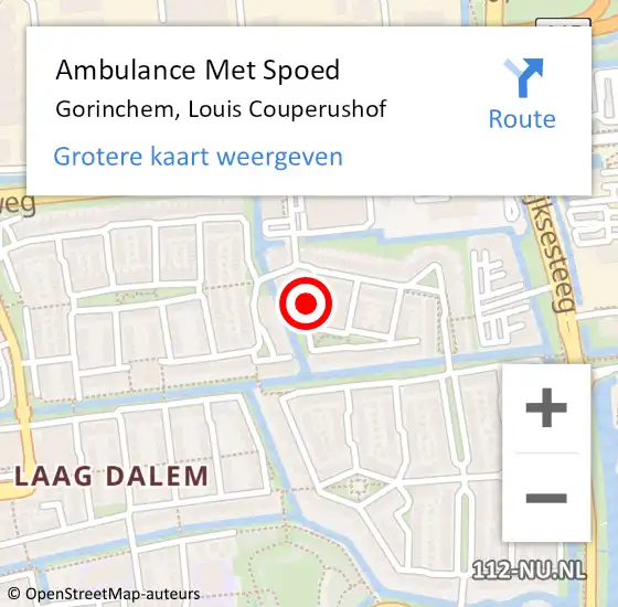 Locatie op kaart van de 112 melding: Ambulance Met Spoed Naar Gorinchem, Louis Couperushof op 6 januari 2022 15:55