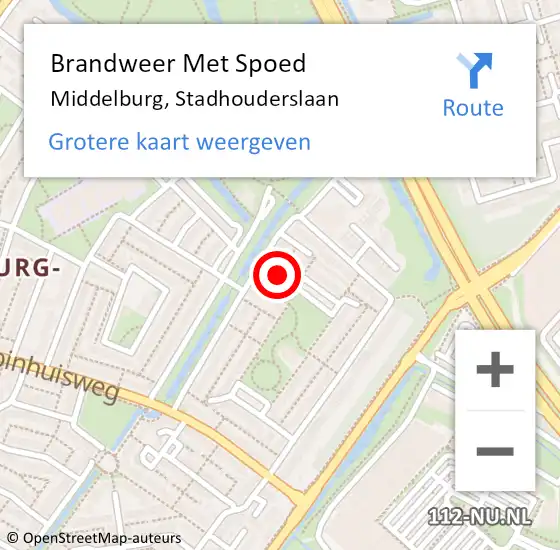 Locatie op kaart van de 112 melding: Brandweer Met Spoed Naar Middelburg, Stadhouderslaan op 6 januari 2022 16:05