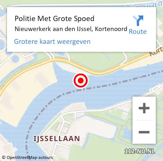 Locatie op kaart van de 112 melding: Politie Met Grote Spoed Naar Nieuwerkerk aan den IJssel, Kortenoord op 6 januari 2022 16:11