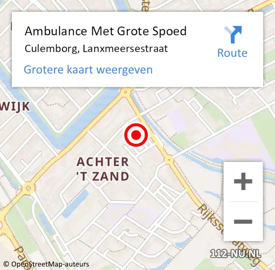 Locatie op kaart van de 112 melding: Ambulance Met Grote Spoed Naar Culemborg, Lanxmeersestraat op 6 januari 2022 16:22