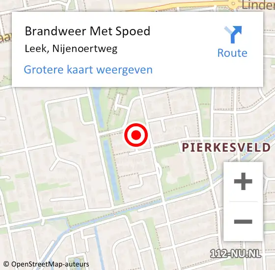 Locatie op kaart van de 112 melding: Brandweer Met Spoed Naar Leek, Nijenoertweg op 6 januari 2022 16:41