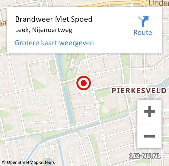 Locatie op kaart van de 112 melding: Brandweer Met Spoed Naar Leek, Nijenoertweg op 6 januari 2022 16:45