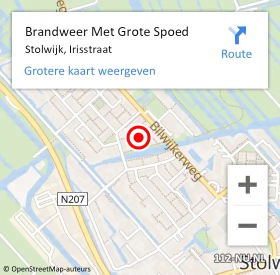 Locatie op kaart van de 112 melding: Brandweer Met Grote Spoed Naar Stolwijk, Irisstraat op 6 januari 2022 17:29