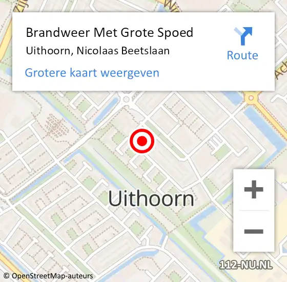 Locatie op kaart van de 112 melding: Brandweer Met Grote Spoed Naar Uithoorn, Nicolaas Beetslaan op 6 januari 2022 17:38