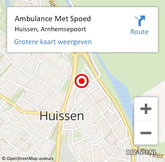 Locatie op kaart van de 112 melding: Ambulance Met Spoed Naar Huissen, Arnhemsepoort op 6 januari 2022 17:43