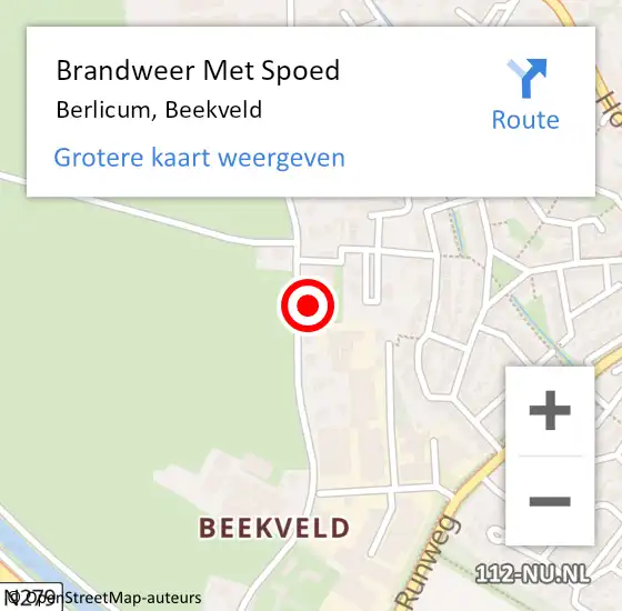 Locatie op kaart van de 112 melding: Brandweer Met Spoed Naar Berlicum, Beekveld op 6 januari 2022 17:46