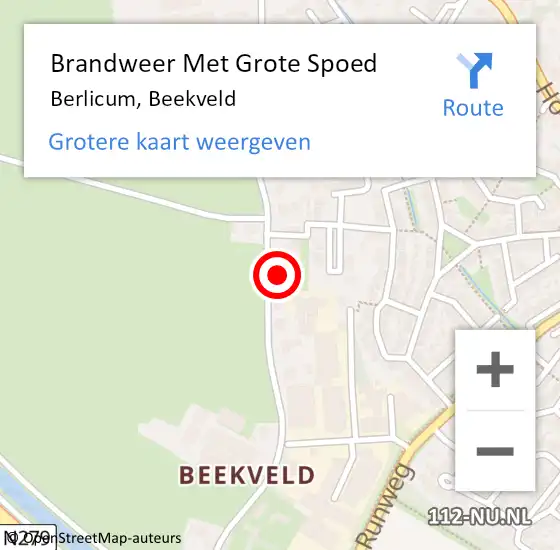 Locatie op kaart van de 112 melding: Brandweer Met Grote Spoed Naar Berlicum, Beekveld op 6 januari 2022 17:48