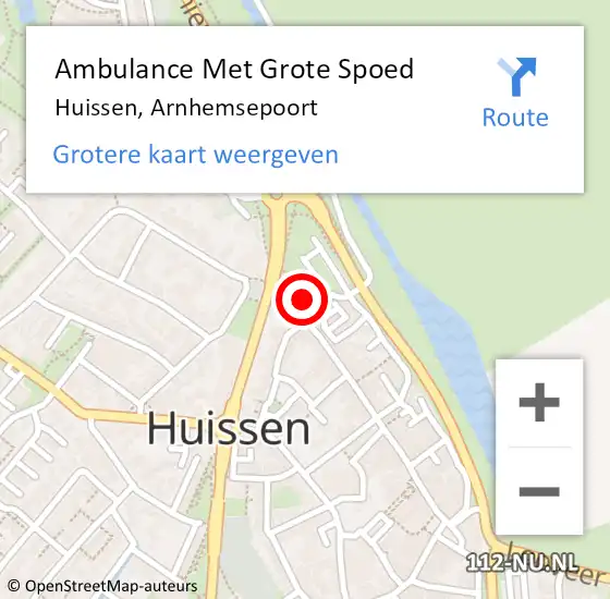 Locatie op kaart van de 112 melding: Ambulance Met Grote Spoed Naar Huissen, Arnhemsepoort op 6 januari 2022 18:01