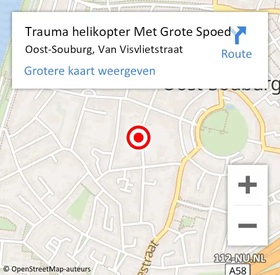 Locatie op kaart van de 112 melding: Trauma helikopter Met Grote Spoed Naar Oost-Souburg, Van Visvlietstraat op 6 januari 2022 18:39