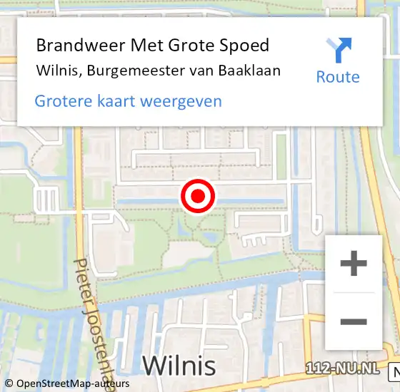 Locatie op kaart van de 112 melding: Brandweer Met Grote Spoed Naar Wilnis, Burgemeester van Baaklaan op 6 januari 2022 18:43