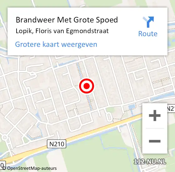 Locatie op kaart van de 112 melding: Brandweer Met Grote Spoed Naar Lopik, Floris van Egmondstraat op 6 januari 2022 18:49