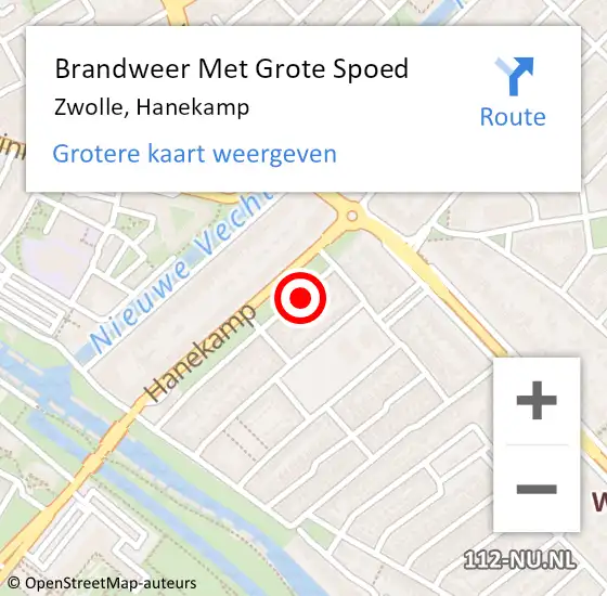 Locatie op kaart van de 112 melding: Brandweer Met Grote Spoed Naar Zwolle, Hanekamp op 6 januari 2022 18:59