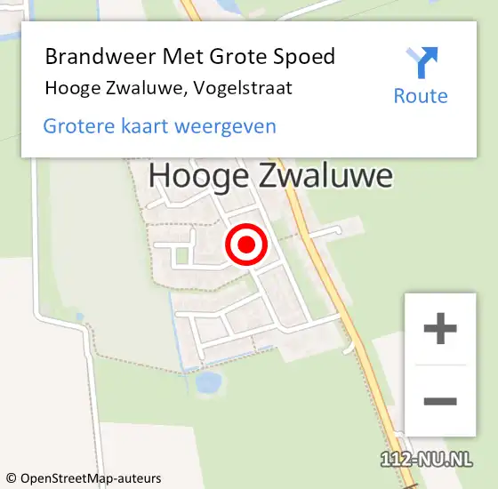 Locatie op kaart van de 112 melding: Brandweer Met Grote Spoed Naar Hooge Zwaluwe, Vogelstraat op 6 januari 2022 18:59